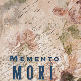 Memento Mori Vintage Floral Skull-Inspired Wall Art with Calligraphy by Georgia Clare