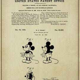 Walter E. Disney Mickey Mouse Patent by Dale Kincaid