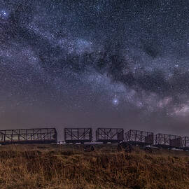 Milky Way Over Sky Train, Lough Boora Discovery Park by Adrian Hendroff