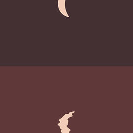 Minimal Crescent Moon Reflection - Modern, Contemporary Abstract Print - Zen, Contemplative - Brown by Studio Grafiikka