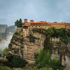 Misty Meteora Monastery by Rebecca Herranen