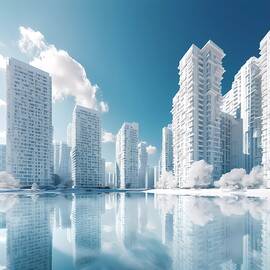 Modern city buildings made of white sea coral by Andre Petrov