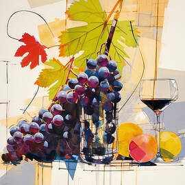 Modern Grapes Still Life Art by Lourry Legarde