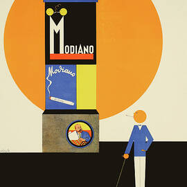 Modiano - vintage cigarette advertisement poster - advertising column by Bortnyik Sandor