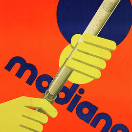 Modiano - vintage cigarette advertisement poster - yellow hands by Bortnyik Sandor