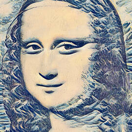 Mona Lisa in the style of the Great Wave off Kanagawa - digital recreation by Nicko Prints