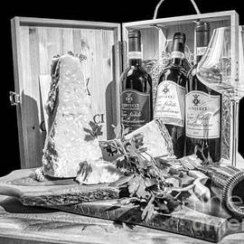 Montepulciano d'Abruzzo red wine and Parmigiano -Tuscany BW by Stefano Senise