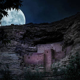 Montezuma's Castle Under a Harvest Moon by Rebecca Herranen