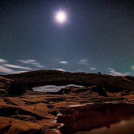 Moon Over Mesa Arch, Canyonlands by Moonlight by Robert Niemeier