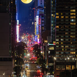 Moonrise Times Square NYC by Susan Candelario