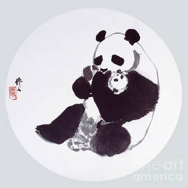 Mother Panda Holding Baby by Wu Zuoren