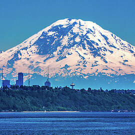 Mount Rainier Over Seattle by Tommy Farnsworth