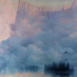 Mountain landscape with a lake in dawn lights by Lucien-Levy Dhurmer by Lucien-Levy Dhurmer