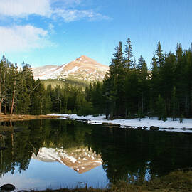 Mountain Reflection in Tranquil Lake by Barbara Siegel