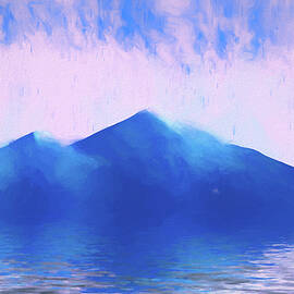 Mountain Scene with Rain and Ocean by Alison Frank