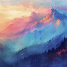 Mountain_landscape_with_a_sunset_warm_and_cool_colors_No 3 by Andre Petrov