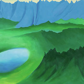 Mountains and Lake - abstract landscape in blue and green by Georgia O'Keeffe by Georgia O'Keeffe