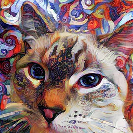 A Psychedelic Maine Coon Cat Named Chaos Poster by Peggy Collins