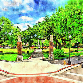 Munn Park in Lakeland, Florida - pen and watercolor by Nicko Prints