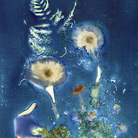 Mystical Forest Fungi and Fern Watercolor Sun Print by Elizabeth Reich