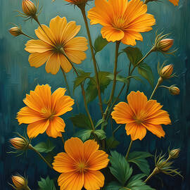Nasturtium Flowers Oil Painting by Nature Oil Painting