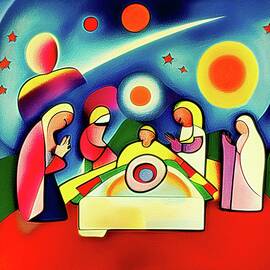 Nativity Scene Abstract Art by Tatiana Travelways