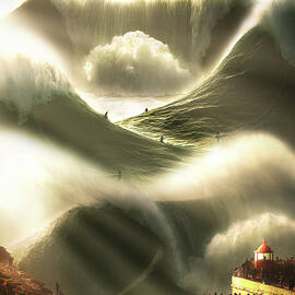 Nazare Sunset Surf by Mattias Hammar