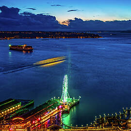Nightfall on Seattle Waterfront Washington by Tommy Farnsworth