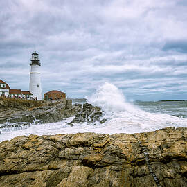 Nor'easter, Portland Head Light.  by Jeff Sinon