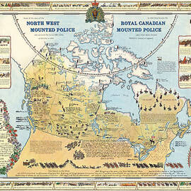 North West Mounted Police - Royal Canadian Mounted Police - Pictorial map by Moira Risen Prints