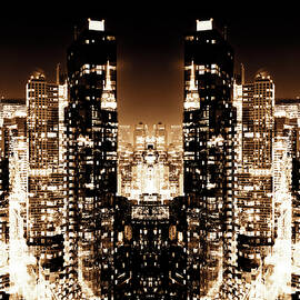 NYC Reflection - Golden Skyscrapers by Philippe HUGONNARD