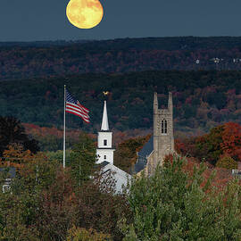 October Moon over Newtown CT by Dave King