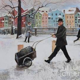 Old Man Pushing Cart - Innsbruck 1985 by Jan Dappen