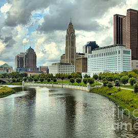 olumbus Ohio Reflections From The Rich Street Bridge by Adam Jewell