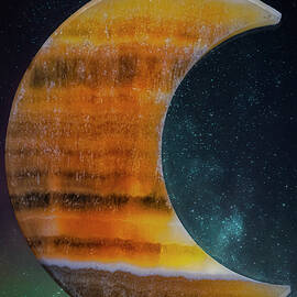 Orange Calcite Crescent Moon by Susan Candelario