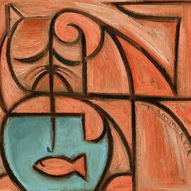 Orange Cat Catfishing Art Print by Tommervik