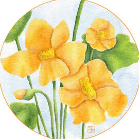 Orange Nasturtium Flowers in Bloom by Snow Iris Studio
