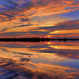Orange Sunset Over South Rice Lake by Dale Kauzlaric