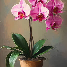 Orchid Wall Art Floral Still Life by Nature Oil Painting