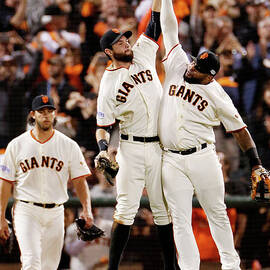 Pablo Sandoval and Brandon Belt by Thearon W. Henderson