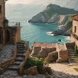 Beach House Painting on Canvas by Nature Oil Painting