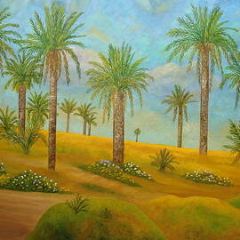 Palm Trees At Sunset by Angeles M Pomata