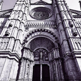 Palma Cathedral's Gothic Facade in Black and White by Travel Essayist