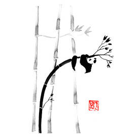 panda on bamboo by Pechane Sumie
