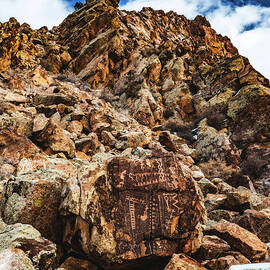 Parowan Gap Petroglyphs, Utah - Vertical by Abbie Matthews