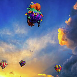 Parrot Hot Air Balloon at Sunset, Whimsical Sky Fine Art Photography by Robert Niemeier