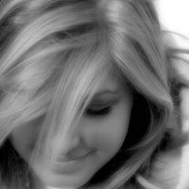 Pensive Woman in Grayscale by Linda Triplett