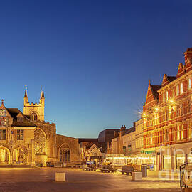 Peterborough Guildhall and town square at night, Peterborough, Cambridgeshire, England, UK by Neale And Judith Clark