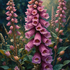 Pink Foxgloves Wall Art Floral Oil Painting by Nature Oil Painting