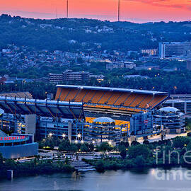 Pink PIttsburgh Skies Over Acrisure Stadium by Adam Jewell